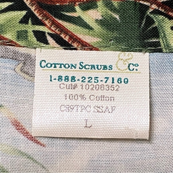 Cotton Scrubs & Co Hawaiian Shirt Surf Woody Tropical Print Size Large - Picture 7 of 9
